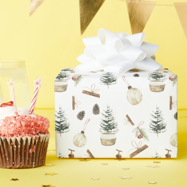 Papel De Presente Eucalyptus Acorns Christmas (Festa de aniversário)