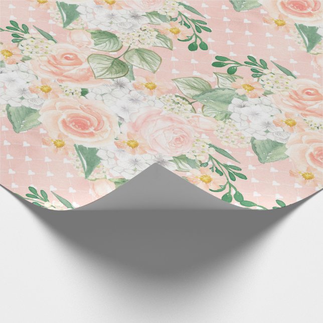 Papel De Presente Eucalyptus Rustic Floral Sage Verde Rosa (Ponta)