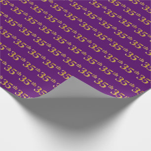 Papel De Presente Evento 35º Púrpura, Dourado Faux (35º)