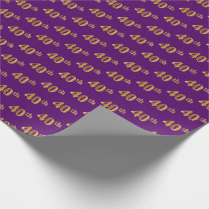 Papel De Presente Evento 40º (Quarenta) Dourado Roxo, Faux