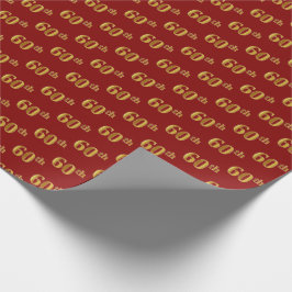 Papel De Presente Evento 60 (Sessenta) Dourado vermelho, Faux