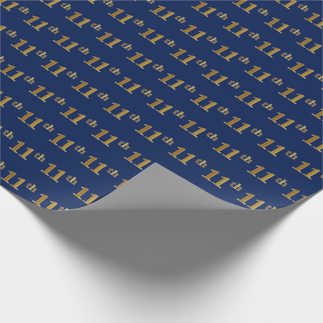 Papel De Presente Evento Azul, Faux Dourado 11 (Décimo Primeiro) (Ponta)
