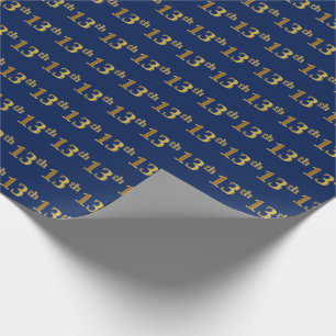 Papel De Presente Evento Azul, Faux Dourado 13 (décima terceira)