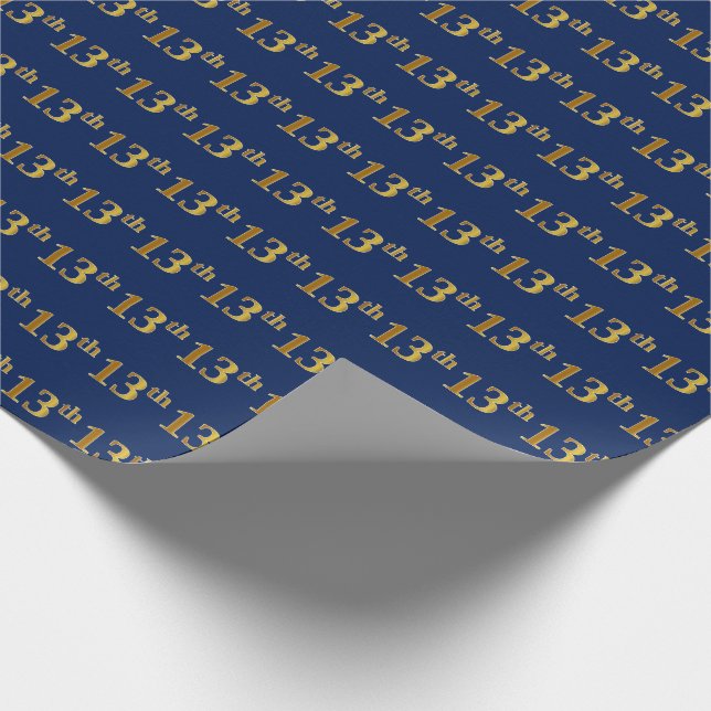 Papel De Presente Evento Azul, Faux Dourado 13 (décima terceira) (Ponta)