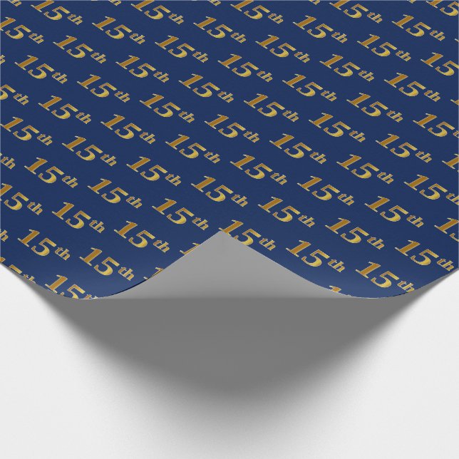 Papel De Presente Evento Azul, Faux Dourado 15 (Quinze) (Ponta)