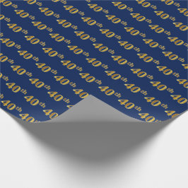 Papel De Presente Evento Azul, Faux Dourado 40º (quadragésimo)