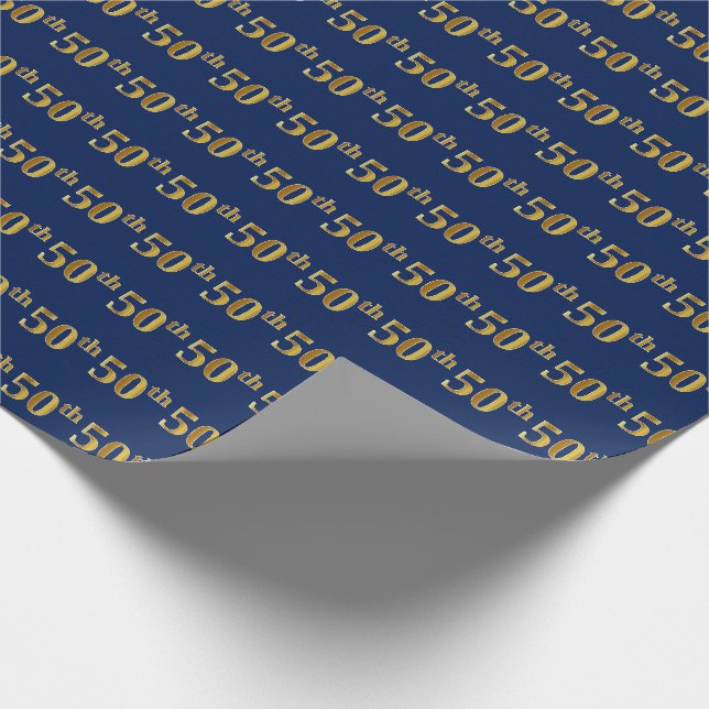 Papel De Presente Evento Azul, Faux Dourado 50º (50º) (Ponta)