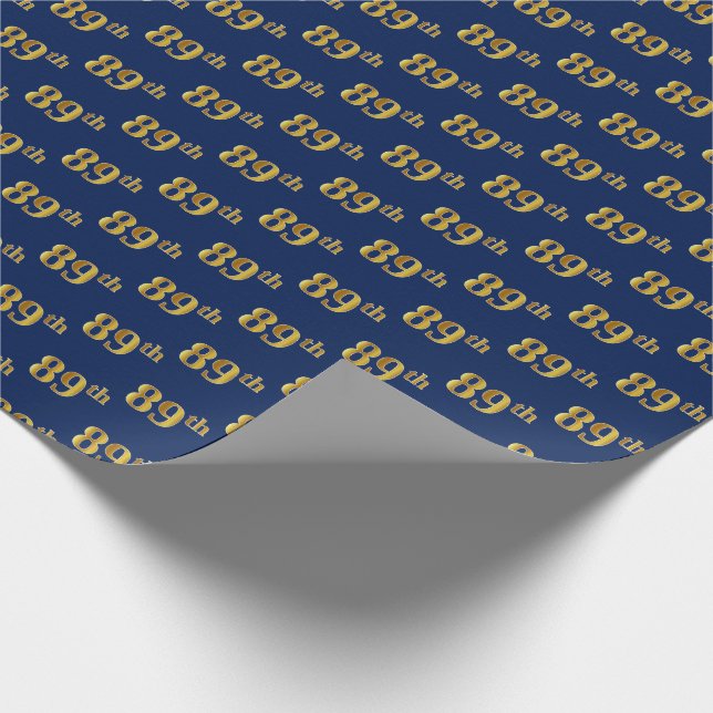 Papel De Presente Evento Azul, Faux Dourado 89º (oitenta e nono) (Ponta)