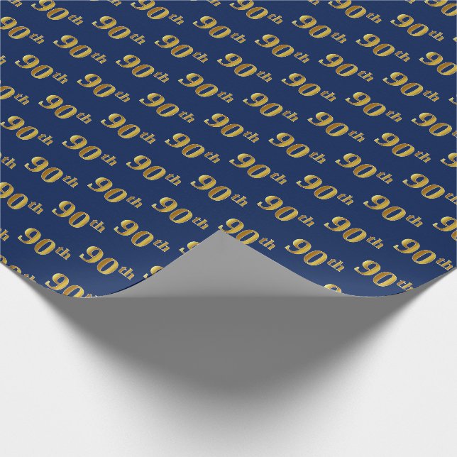 Papel De Presente Evento Azul, Faux Dourado 90 (90) (Ponta)