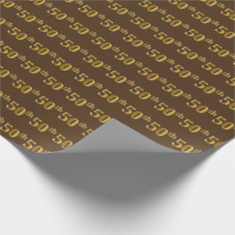 Papel De Presente Evento Brown, Faux Dourado 50º (50º)