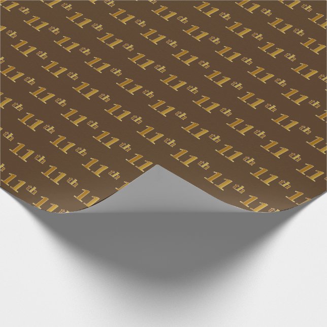 Papel De Presente Evento Castanho, Faux Dourada 11 (Décimo Primeiro) (Ponta)