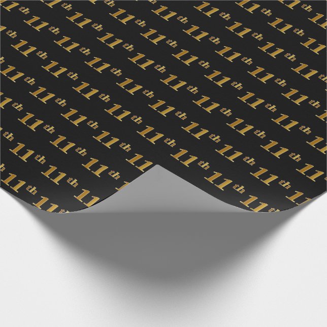 Papel De Presente Evento de 11 Dourado preto, falso (décimo primeiro (Ponta)
