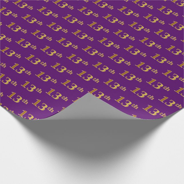 Papel De Presente Evento de 13 Dourada (13º), roxo (Ponta)