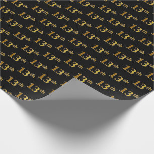 Papel De Presente Evento de 13 Dourado preto, Faux (13º)