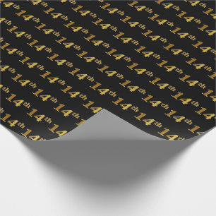 Papel De Presente Evento de 14 Dourado preto, Faux (Décimo Quarto)