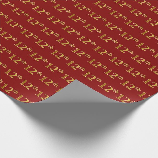 Papel De Presente Evento Dourado 12 (12.º) vermelho, Faux (Ponta)