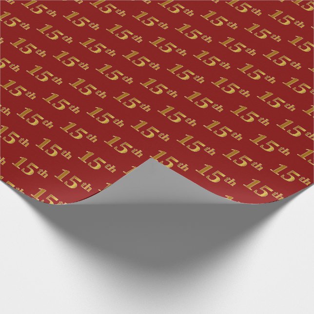 Papel De Presente Evento Dourado 15 (Quinze) vermelho, Faux (Ponta)