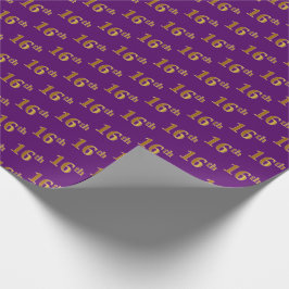 Papel De Presente Evento Dourado 16º (Décimo Sexto), Roxo
