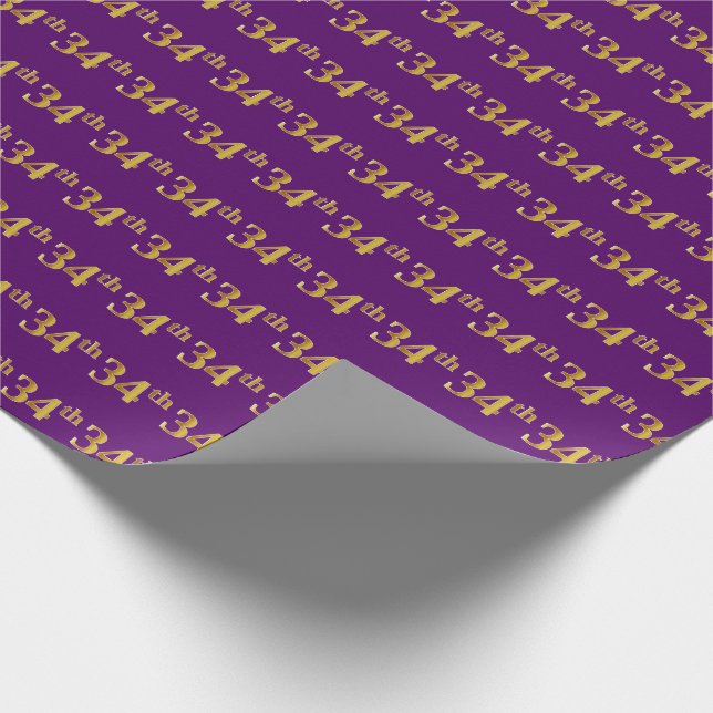 Papel De Presente Evento Dourado 34º (34º), Roxo (Ponta)