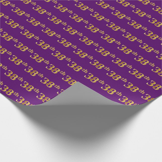 Papel De Presente Evento Dourado 38º (38º), roxo, Faux (Ponta)