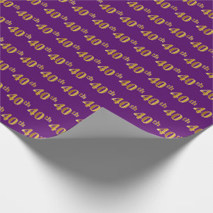 Papel De Presente Evento Dourado 40º (quadragésimo) roxo