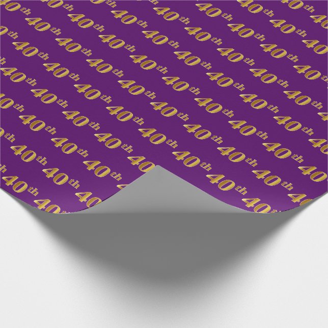 Papel De Presente Evento Dourado 40º (quadragésimo) roxo (Ponta)