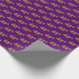 Papel De Presente Evento Dourado 40º (quadragésimo) roxo