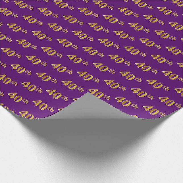 Papel De Presente Evento Dourado 40º (quadragésimo) roxo (Ponta)