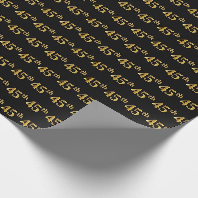 Papel De Presente Evento Dourado 45º (quarenta e cinco) preto (Ponta)