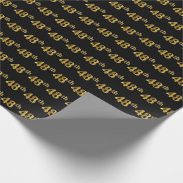 Papel De Presente Evento Dourado 48º (48º) Preto, Faux
