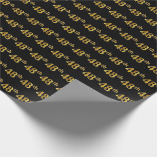 Papel De Presente Evento Dourado 48º (48º) Preto, Faux