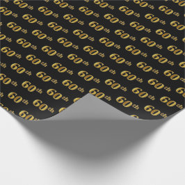 Papel De Presente Evento Dourado 60 (Sessenta) Preto, Faux