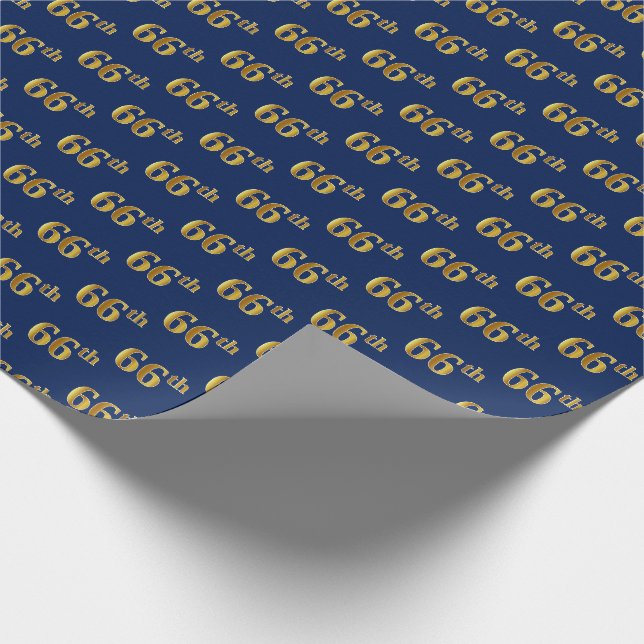 Papel De Presente Evento Dourado 66 (66) Azul, Faux (Ponta)