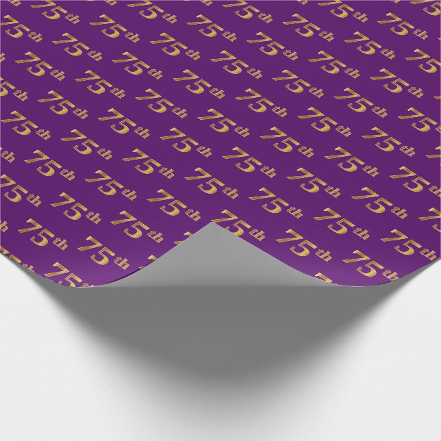 Papel De Presente Evento Dourado 75º (75º), roxo, Faux (Ponta)
