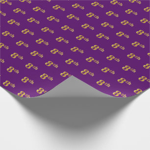 Papel De Presente Evento Dourado 8º (Oitavo) Roxo, Faux