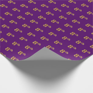 Papel De Presente Evento Dourado 8º (Oitavo) Roxo, Faux