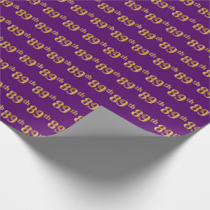 Papel De Presente Evento Dourado 89º (oitenta e nono) roxo, Faux