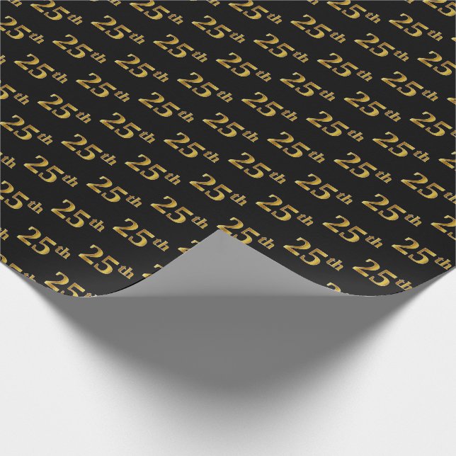 Papel De Presente Evento Dourado de 25 (25/5) preto (Ponta)