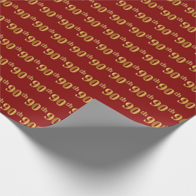 Papel De Presente Evento Dourado de 90 (90) vermelho, Faux (Ponta)