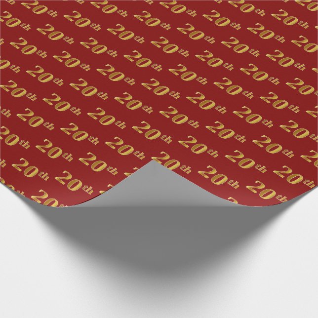 Papel De Presente Evento Dourado, Vermelho, Faux (20) (Ponta)