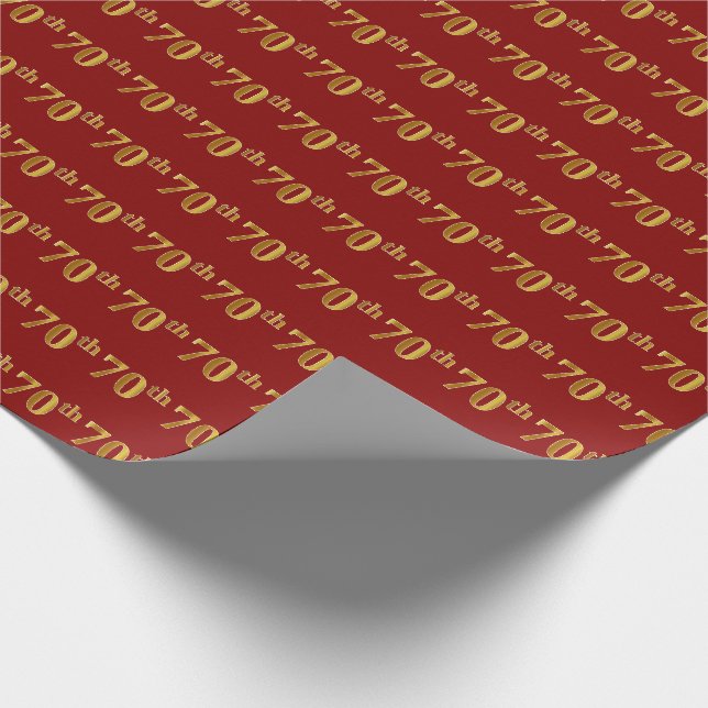 Papel De Presente Evento Dourado, Vermelho, Faux (70) (Ponta)