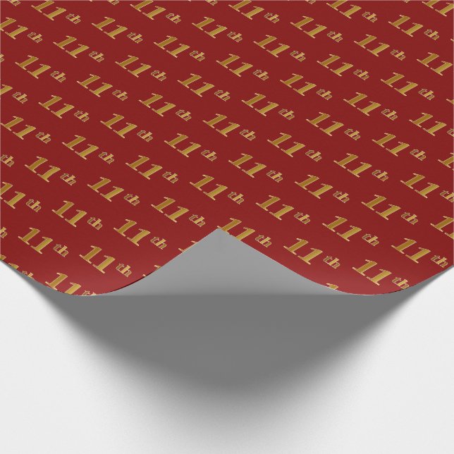 Papel De Presente Evento Dourado, Vermelho, Faux (Décimo Primeiro) (Ponta)