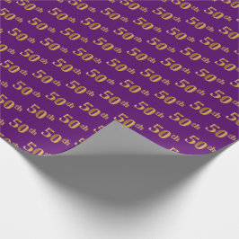 Papel De Presente Evento Roxo, Faux Dourado 50º (50º)