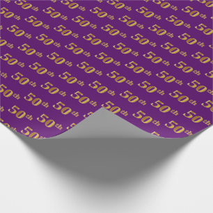 Papel De Presente Evento Roxo, Faux Dourado 50º (50º)
