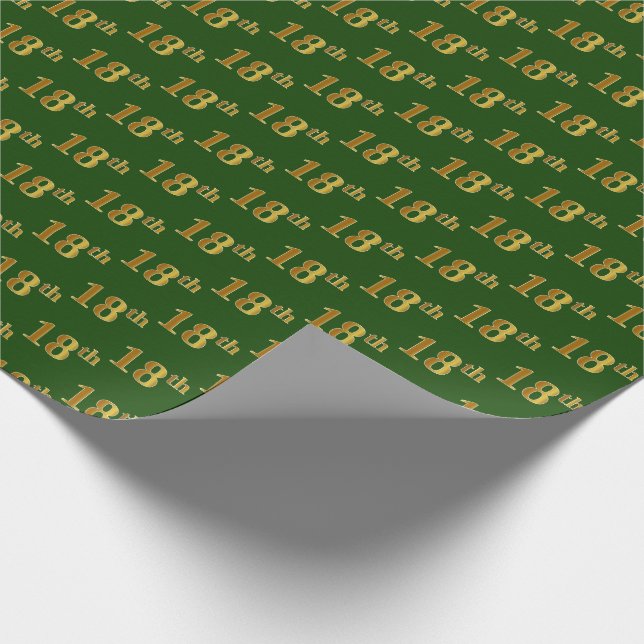 Papel De Presente Evento Verde, Faux Dourado 18º (Décimo Oitavo) (Ponta)