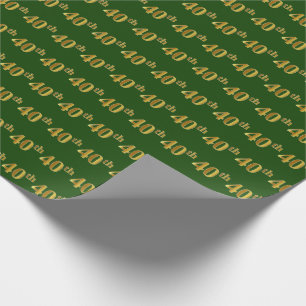 Papel De Presente Evento Verde, Faux Dourado 40º (quadragésimo)