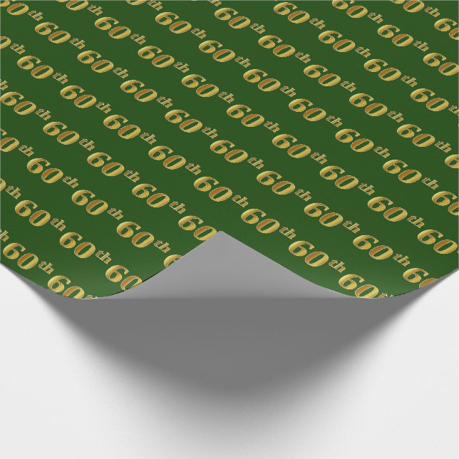 Papel De Presente Evento Verde, Faux Dourado 60º (Sessenta) (Ponta)