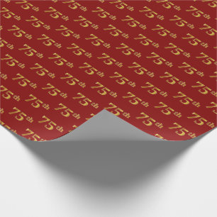 Papel De Presente Evento Vermelho, Faux Dourado 75º (75º)