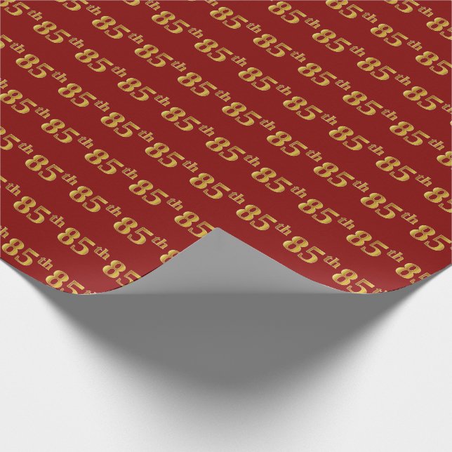 Papel De Presente Evento vermelho, Faux Dourado 85º (oitenta e cinco (Ponta)