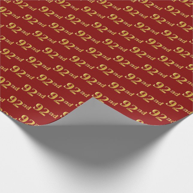 Papel De Presente Evento Vermelho, Faux Dourado 92º (Noventa-Segundo (Ponta)